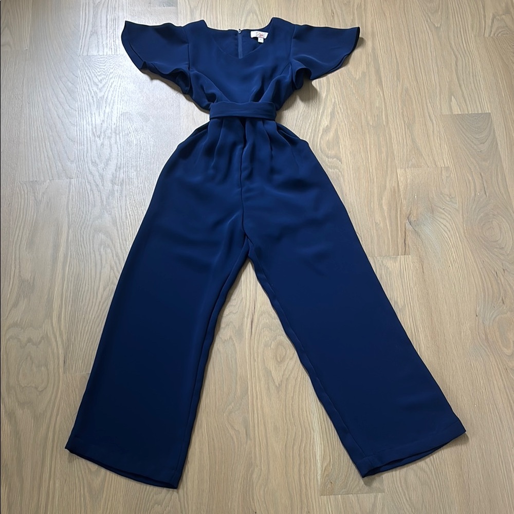 Navy Pantsuit Tie-Waist